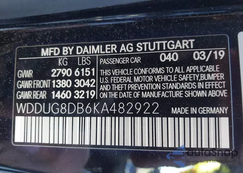 2019 Mercedes-Benz S 560 z USA, uszkodzony, nr VIN WDDUG8DB6KA482922